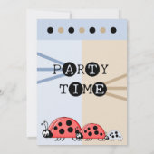 Invitation 1er anniversaire ladybugs fête bleu brun célébrer (Dos)