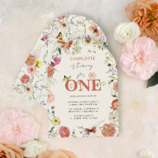 Invitation 1er Anniversaire Les Fleurs Pressées Tournent Un