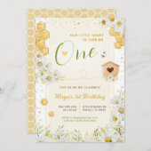 Invitation 1er anniversaire Little Honey Sweety Bee Girl's Fi (Devant / Derrière)
