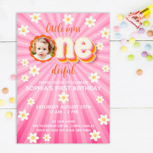 Invitation 1er anniversaire Little Miss ONEderful Photo Daisy