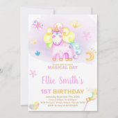 Invitation 1er anniversaire magique pour les filles (Devant)