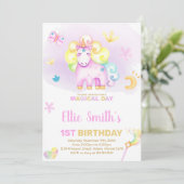 Invitation 1er anniversaire magique pour les filles (Debout devant)
