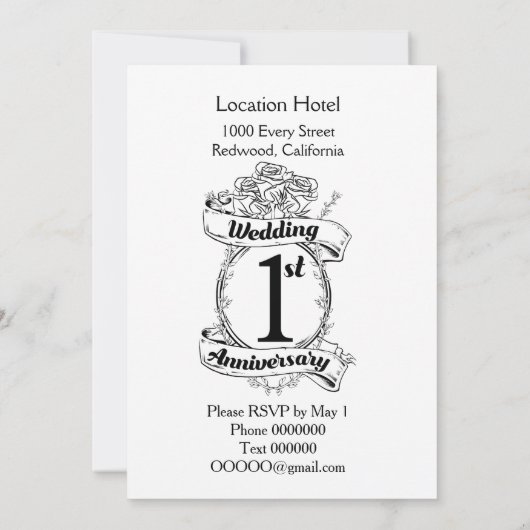 Invitation 1er anniversaire Mariage (Dos)