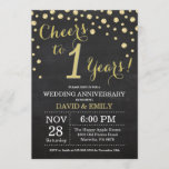 Invitation 1er anniversaire Mariage Chalkboard noir et or<br><div class="desc">1er anniversaire Mariage Chalkboard Black and Gold Invitation. Chalkboard Black et Gold Parties scintillant Diamond Arrière - plan. Confetti d'or. Anniversaire adulte. Fête d'anniversaire d'une femme ou d'un homme. Pour plus de personnalisation,  cliquez sur le bouton "Customiser" et utilisez notre outil de conception pour modifier ce modèle.</div>