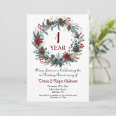 Invitation 1er anniversaire Mariage en papier hiver (Debout devant)