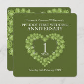 Invitation 1er anniversaire mariage fête 1 an peridot green (Devant / Derrière)