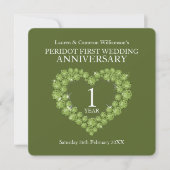 Invitation 1er anniversaire mariage fête 1 an peridot green (Devant)