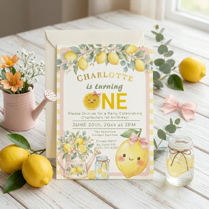 Invitation 1er Anniversaire Mignon Petit Citron Limonade Un