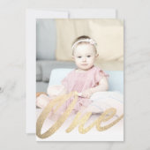 Invitation 1er anniversaire moderne Parties scintillant d'or (Devant)