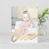 Invitation 1er anniversaire moderne Parties scintillant d'or (Debout devant)