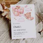 Invitation 1er anniversaire, ours en peluche