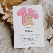 Invitation 1er anniversaire, ours en peluche