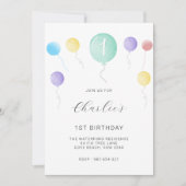 Invitation 1er anniversaire, ours en peluche (Devant)