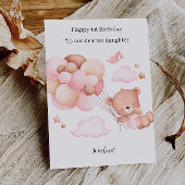 Invitation 1er Anniversaire Ours en Teddy Rose