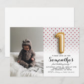 Invitation 1er anniversaire Parties scintillant Portrait (Devant / Derrière)