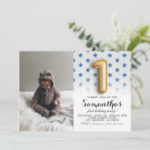 Invitation 1er anniversaire Parties scintillant Portrait (Debout devant)