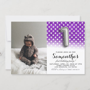 Invitation 1er anniversaire Parties scintillant Portrait