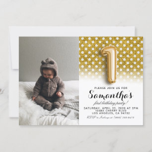 Invitation 1er anniversaire Parties scintillant Portrait
