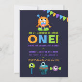 Invitation 1er anniversaire Petit Monster Boy Party Invitatio (Devant)