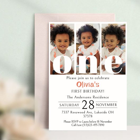 Invitation 1er Anniversaire Photo Collage Neutre Sexe