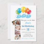 Invitation 1er anniversaire photo collage numéro 1 Garçon (Devant)