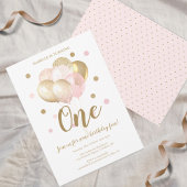 Invitation 1er anniversaire Pink Gold Parties scintillant Bal