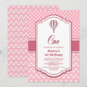 Invitation 1er anniversaire Pink Polka Dot Party (Devant / Derrière)