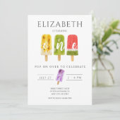 Invitation 1er anniversaire popsicle glaces fête d'anniversai (Debout devant)