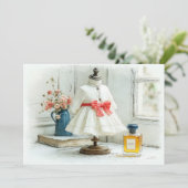 Invitation 1er Anniversaire Robe Blanche Rouge Bow Parfum (Debout devant)