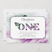 Invitation 1er anniversaire Rustic Purple Green Party (Devant)