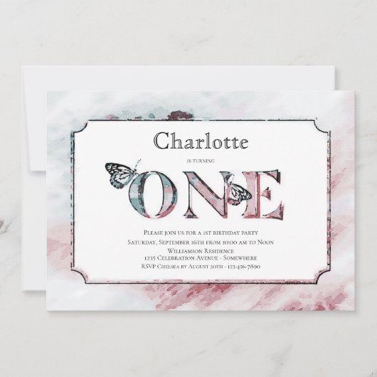 Invitation 1er anniversaire Rustic Terracotta Gray Party (Devant)
