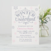 Invitation 1er anniversaire Snowflakes d'hiver des Anniversai (Debout devant)