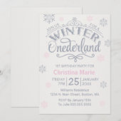 Invitation 1er anniversaire Snowflakes d'hiver des Anniversai (Devant / Derrière)