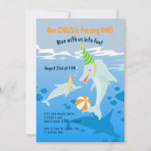 Invitation 1er anniversaire sous la mer dauphins garçon fête (Devant)