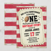 Invitation 1er Anniversaire Sports Football Billet Rustique R (Devant / Derrière)