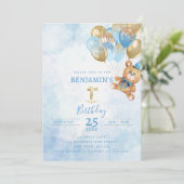 Invitation 1er anniversaire Teddy Bear Anniversaire Invitatio (Debout devant)