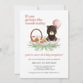 Invitation 1er anniversaire Teddy Bear Pique-nique rose vérif (Devant)