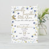 Invitation 1er Anniversaire Twinkle Little Star Garçon Or (Debout devant)