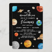 Invitation 1er anniversaire - voyage autour de l'espace solai (Devant / Derrière)