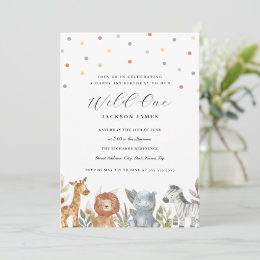 Invitation 1er anniversaire Wild One (Debout devant)
