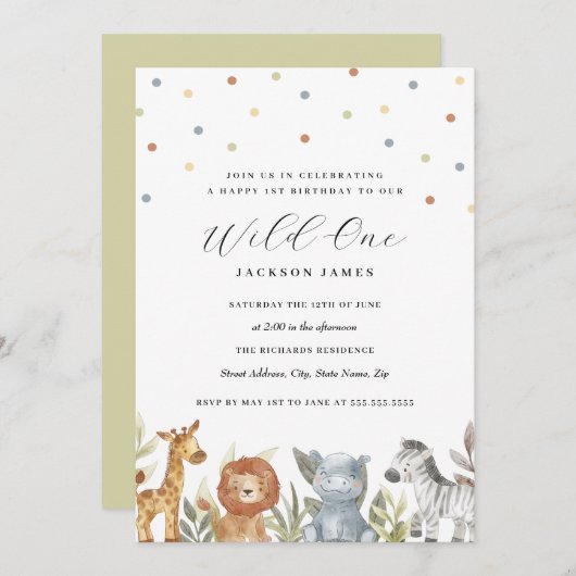 Invitation 1er anniversaire Wild One (Devant / Derrière)