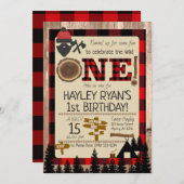 Invitation 1er anniversaire Wild One Flannel Lumberjack Thème (Devant / Derrière)