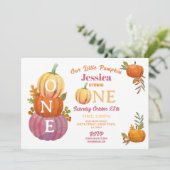 Invitation 1er Citrouille Anniversaire Fête de récolte Filles (Debout devant)