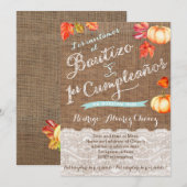 Invitation 1er cumple y Bautizo, invitaciones calabazas (Devant / Derrière)