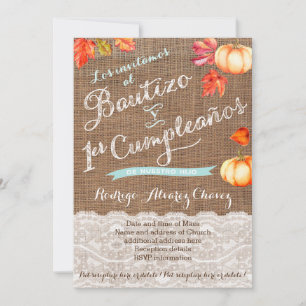 Invitation 1er cumple y Bautizo, invitaciones calabazas