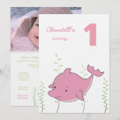 Invitation 1er dauphin de bébé sous la mer Anniversaire Invit (Devant / Derrière)