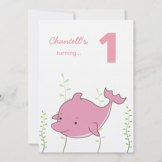 Invitation 1er dauphin de bébé sous la mer Anniversaire Invit (Devant)