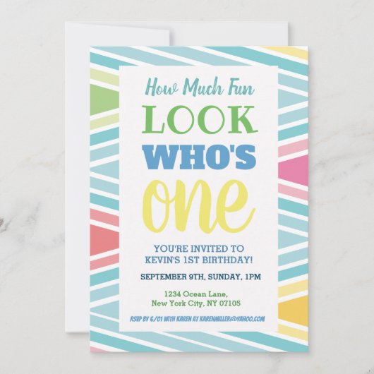 Invitation 1er discours d'invitation d'anniversaire (Devant)