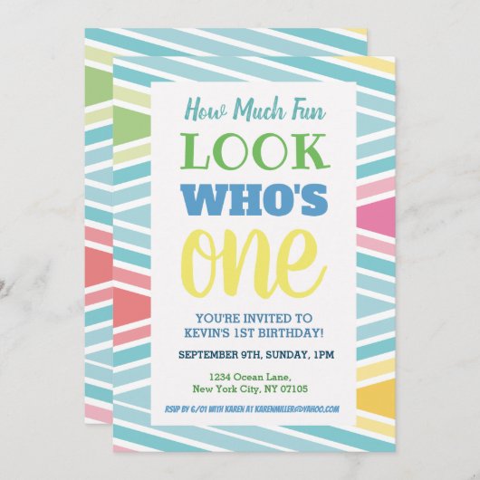 Invitation 1er discours d'invitation d'anniversaire (Devant / Derrière)