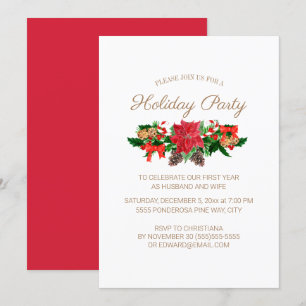 Invitation 1er Noël de mariage Fête de vacances Poinsettia ro